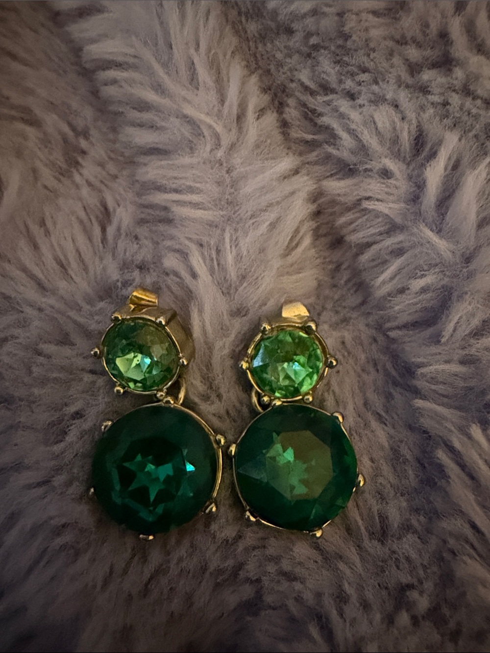 Gold-Tone Green Crystal Drop Earrings